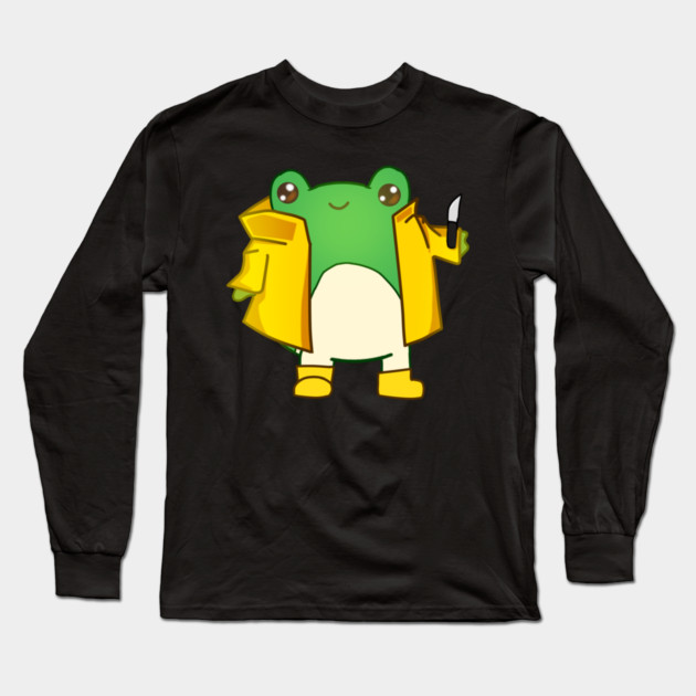 Kawaii Fog holding a Knife, Funny Frog Lover Long Sleeve T-Shirt by logiamerch