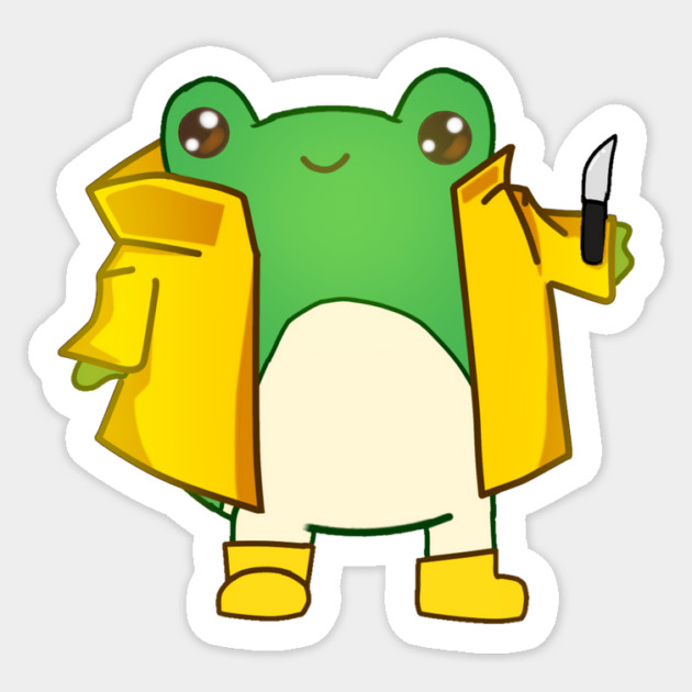 Kawaii Fog holding a Knife, Funny Frog Lover Sticker by logiamerch