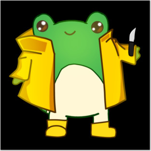 Kawaii Fog holding a Knife, Funny Frog Lover Posters and Art