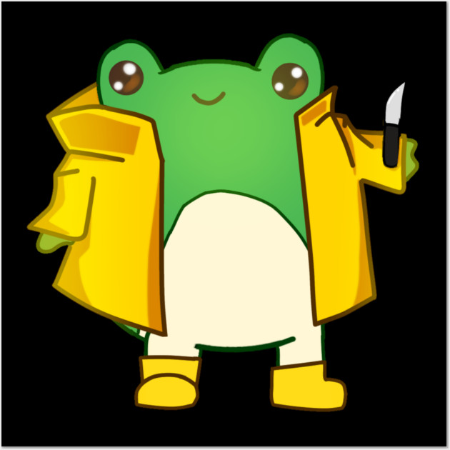 Kawaii Fog holding a Knife, Funny Frog Lover Wall Art by logiamerch