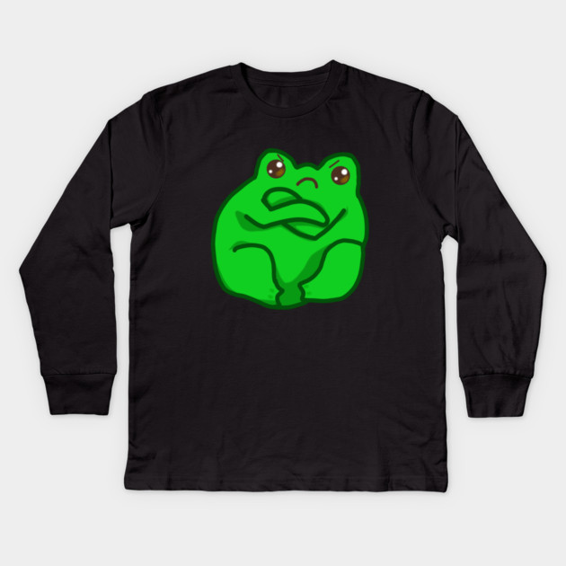 Kawaii Angry Fog, Funny Frog Lover Kids Long Sleeve T-Shirt by logiamerch