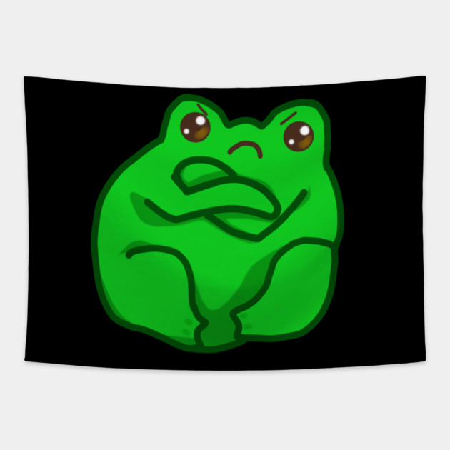 Kawaii Angry Fog, Funny Frog Lover Tapestry by logiamerch