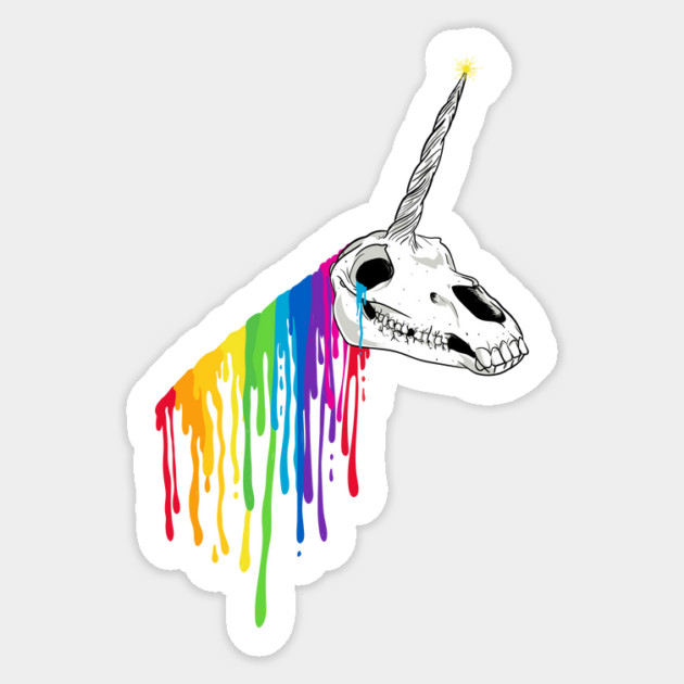 Dripping Unicorn Skull Sticker by rt-shirts