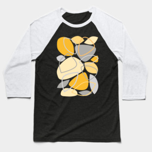 Mid Century Modern Abstract 23 Grey, Yellow Baseball T-Shirt