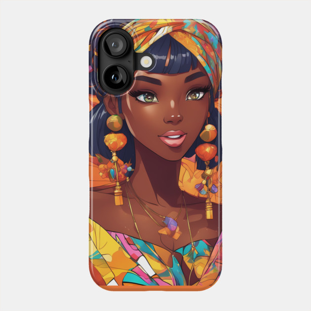 Africa Black Anime Girl Phone Case by animegirlnft