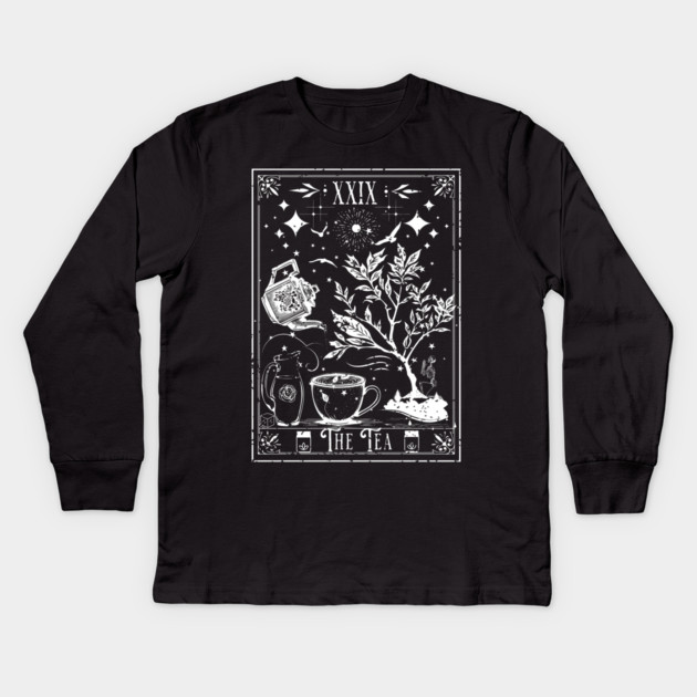 The Tea Tarot Card Kids Long Sleeve T-Shirt by H. R. Sinclair