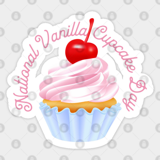 National Vanilla Cupcake Day, cherry on top Sticker by HolidayBug