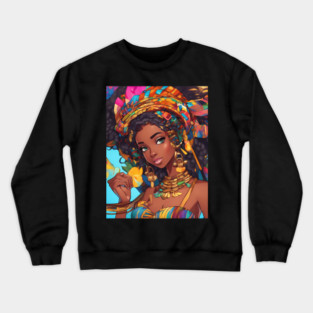 African Black Anime Girl Crewneck Sweatshirt