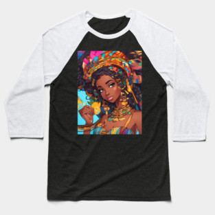 African Black Anime Girl Baseball T-Shirt