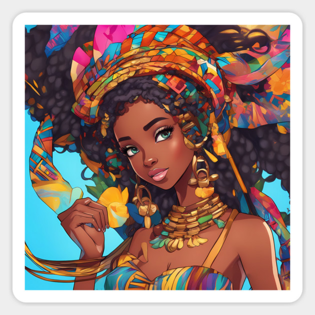 African Black Anime Girl Sticker by animegirlnft