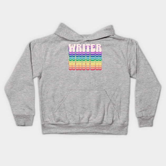 Retro Writer Rainbow Kids Hoodie by H. R. Sinclair