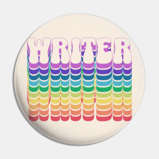 Retro Writer Rainbow Pin