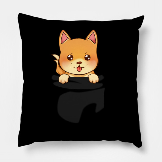 Kawaii Shiba Inu Dog, Cute Shiba inside Pocket Pillow by logiamerch