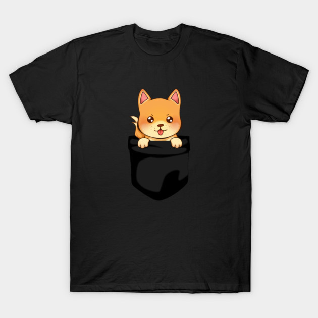 Kawaii Shiba Inu Dog, Cute Shiba inside Pocket T-Shirt by logiamerch