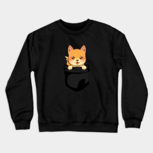 Kawaii Shiba Inu Dog, Cute Shiba inside Pocket Crewneck Sweatshirt