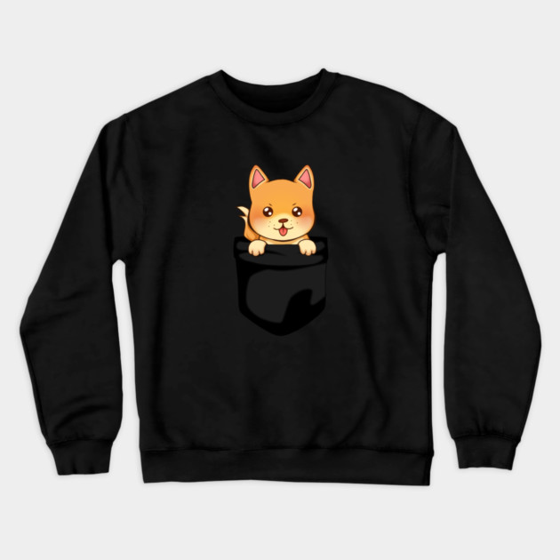 Kawaii Shiba Inu Dog, Cute Shiba inside Pocket Crewneck Sweatshirt by logiamerch