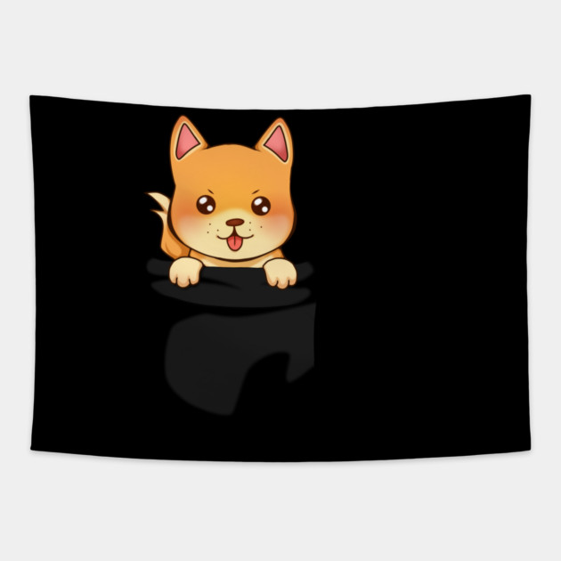 Kawaii Shiba Inu Dog, Cute Shiba inside Pocket Tapestry by logiamerch