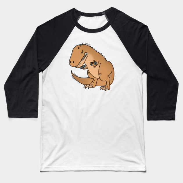 Funny T Rex lifting weights, Funny Dinosaur Baseball T-Shirt by logiamerch