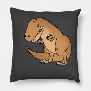 Funny T Rex lifting weights, Funny Dinosaur Pillow