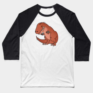 Funny T Rex lifting weights, Funny Dinosaur Baseball T-Shirt