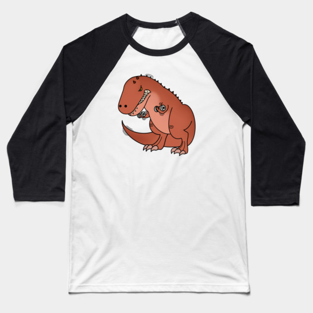 Funny T Rex lifting weights, Funny Dinosaur Baseball T-Shirt by logiamerch