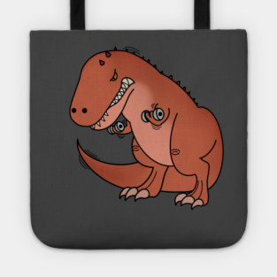 Funny T Rex lifting weights, Funny Dinosaur Tote