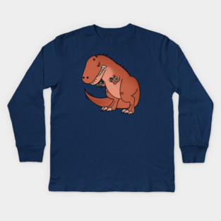 Funny T Rex lifting weights, Funny Dinosaur Kids Long Sleeve T-Shirt