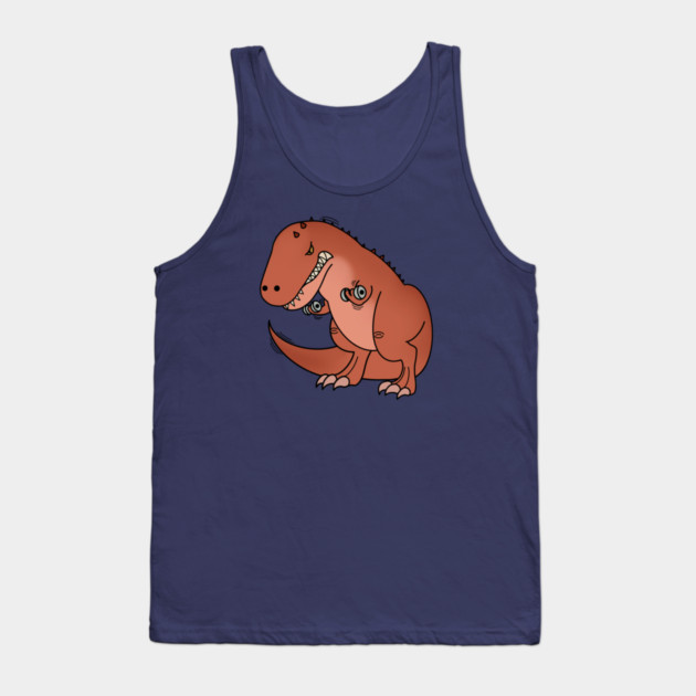 Funny T Rex lifting weights, Funny Dinosaur Tank Top by logiamerch