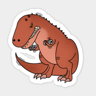 Funny T Rex lifting weights, Funny Dinosaur Sticker