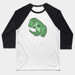Funny T Rex lifting weights, Funny Dinosaur Baseball T-Shirt