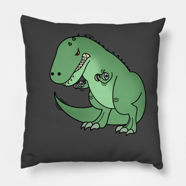 Funny T Rex lifting weights, Funny Dinosaur Pillow by logiamerch