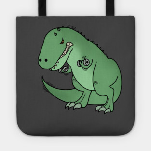 Funny T Rex lifting weights, Funny Dinosaur Tote
