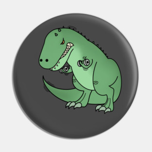 Funny T Rex lifting weights, Funny Dinosaur Pin