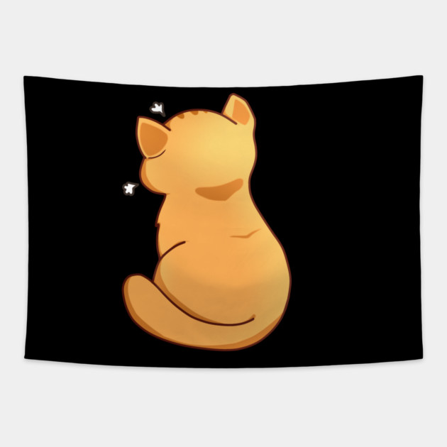 Kawaii Angry Cat from the backside, Cat Lover Tapestry by logiamerch