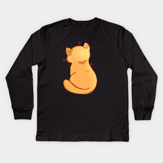 Kawaii Angry Cat from the backside, Cat Lover Kids Long Sleeve T-Shirt by logiamerch