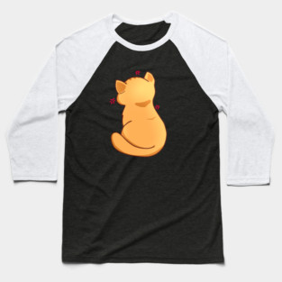Kawaii Angry Cat from the backside, Cat Lover Baseball T-Shirt