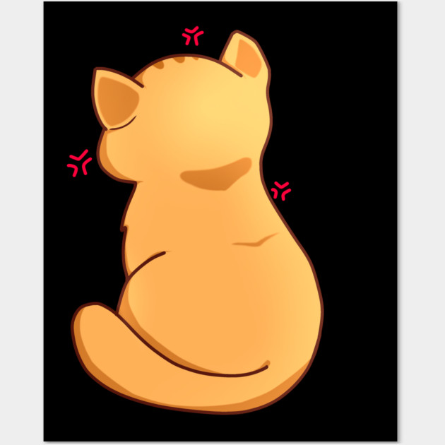Kawaii Angry Cat from the backside, Cat Lover Wall Art by logiamerch