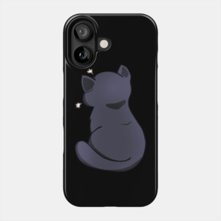 Kawaii Angry Black Cat from the backside, Cat Lover Phone Case