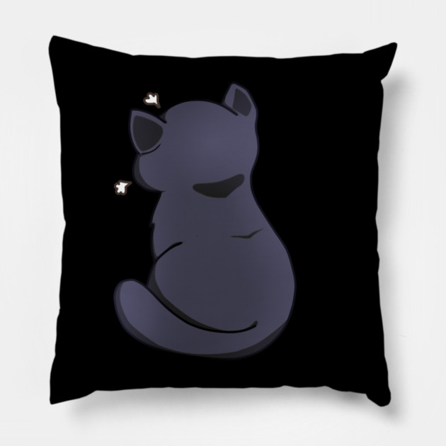Kawaii Angry Black Cat from the backside, Cat Lover Pillow by logiamerch