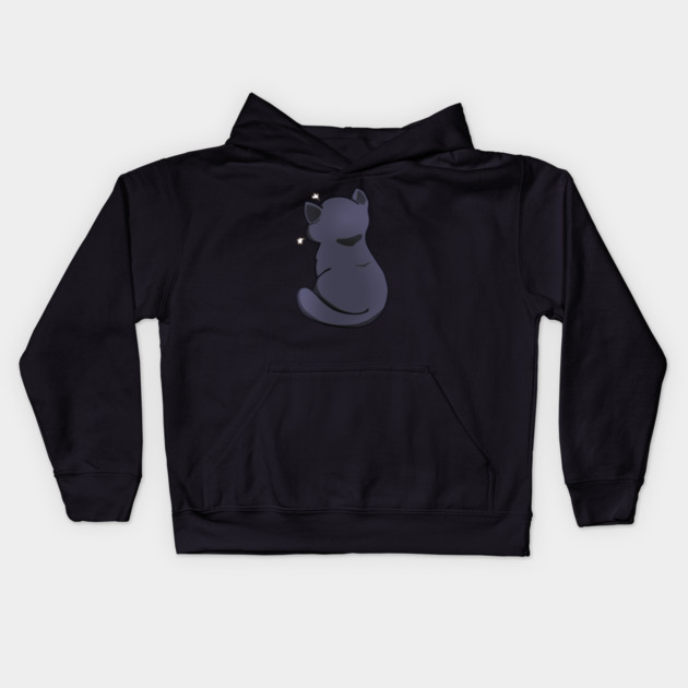 Kawaii Angry Black Cat from the backside, Cat Lover Kids Hoodie by logiamerch