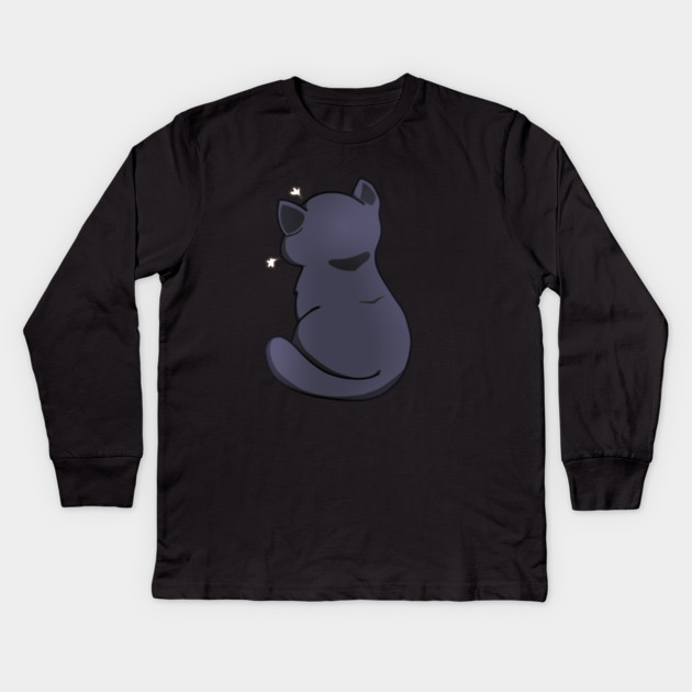 Kawaii Angry Black Cat from the backside, Cat Lover Kids Long Sleeve T-Shirt by logiamerch