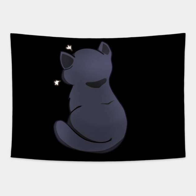 Kawaii Angry Black Cat from the backside, Cat Lover Tapestry by logiamerch