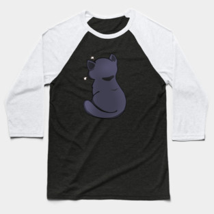 Kawaii Angry Black Cat from the backside, Cat Lover Baseball T-Shirt