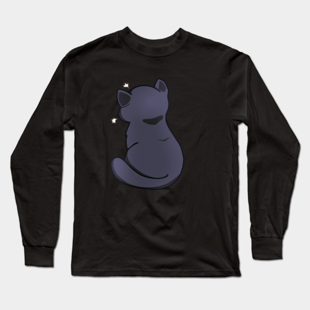 Kawaii Angry Black Cat from the backside, Cat Lover Long Sleeve T-Shirt by logiamerch