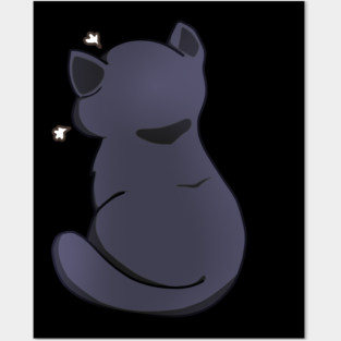 Kawaii Angry Black Cat from the backside, Cat Lover Posters and Art