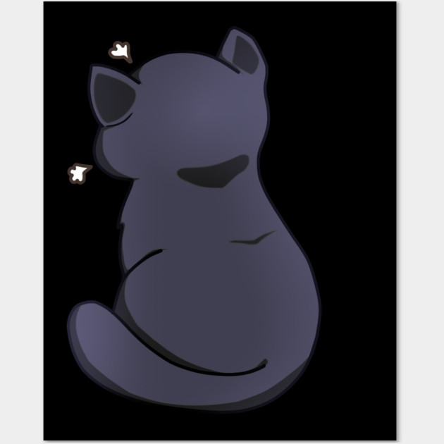 Kawaii Angry Black Cat from the backside, Cat Lover Wall Art by logiamerch