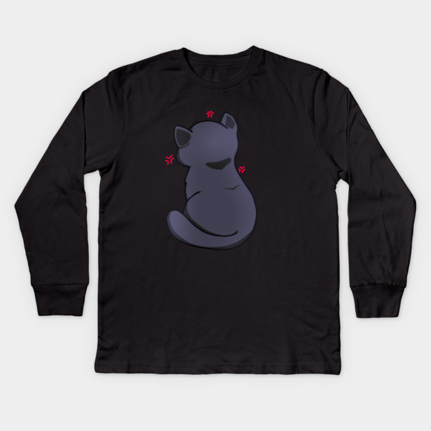 Kawaii Angry Cat from the backside, Cat Love Kids Long Sleeve T-Shirt by logiamerch