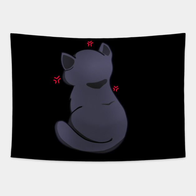 Kawaii Angry Cat from the backside, Cat Love Tapestry by logiamerch