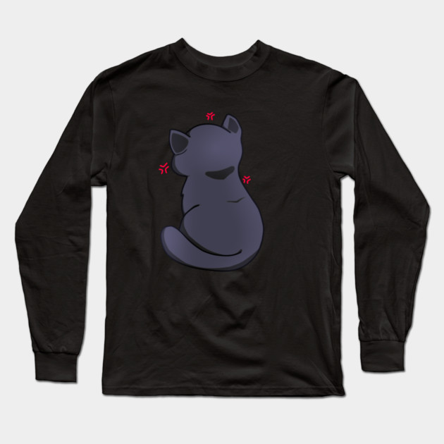 Kawaii Angry Cat from the backside, Cat Love Long Sleeve T-Shirt by logiamerch