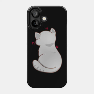 Kawaii Angry Gray Cat from the backside, Cat Lover Phone Case